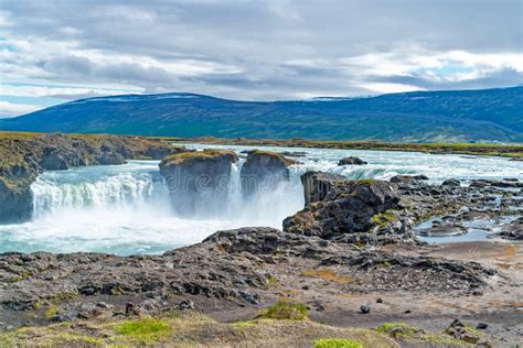 Godafoss Waterfall Northern Iceland Stock Image Image Of Icelandic