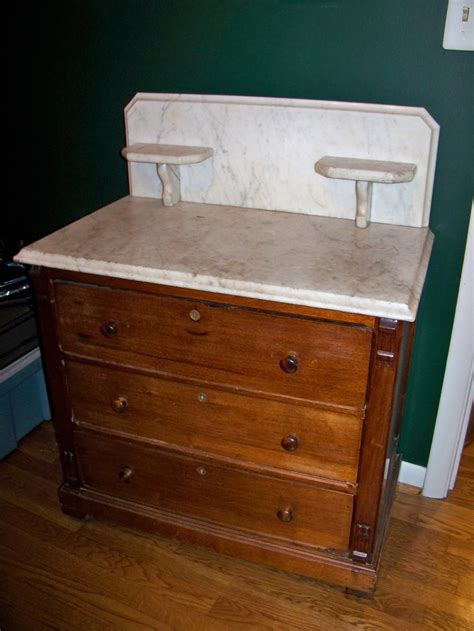 Lot Antique Walnut Washstand With Marble Top