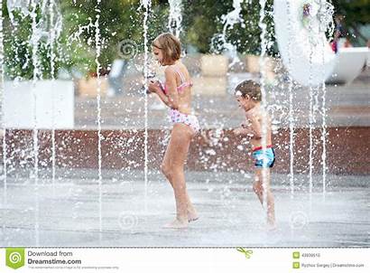 Playing Fountain Children Happy