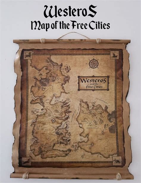 Game Of Thrones Map Of Westeros And The Free Cities Etsy Game Of