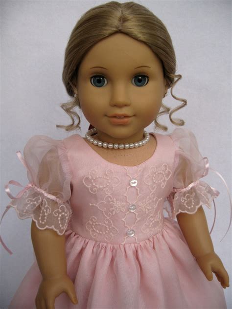 Reserved Pink Silk Organza Embroidered Dress Doll Clothes American