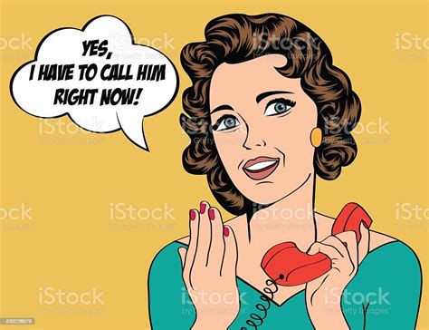 Cute Retro Woman In Comics Style With Message Stock Illustration
