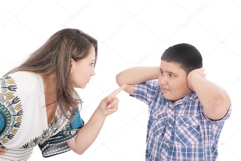 Mother Scolding Her Son With Pointed Finger — Stock Photo © Dacasdo
