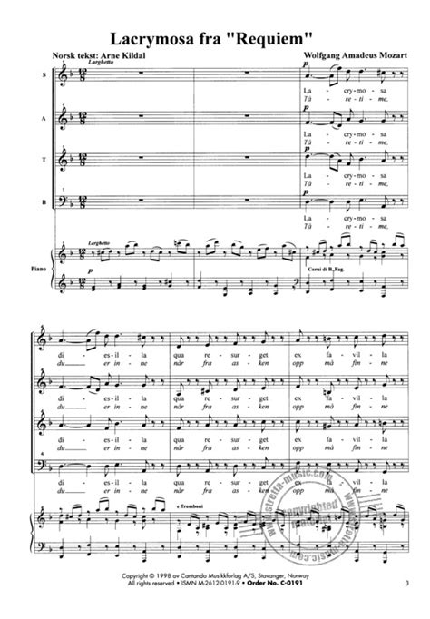 Lacrimosa Requiem De Wolfgang Amadeus Mozart Acheter Dans La