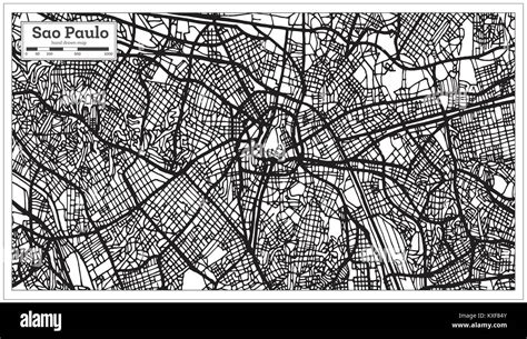 Sao Paulo Brazil City Map In Black And White Color Vector Illustration