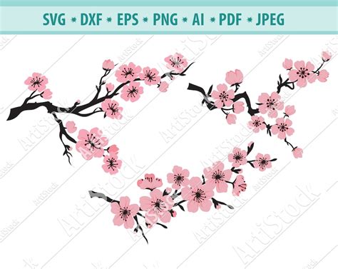 Tree Branch With Flowers Cherry Blossoms SVG Sakura Cricut - Etsy