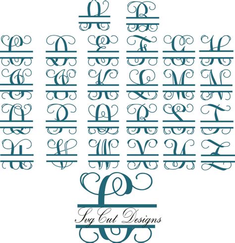 Split Letter Svg Split Monogram Letters Split Alphabet Svg Files