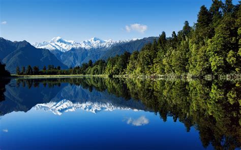 Tapeta Na Monitor Příroda Nový Zéland Krajina Jezero Les Hory