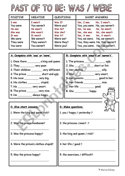 Past Tense Of The Verb To Be Different Exercises And Grammar Guide