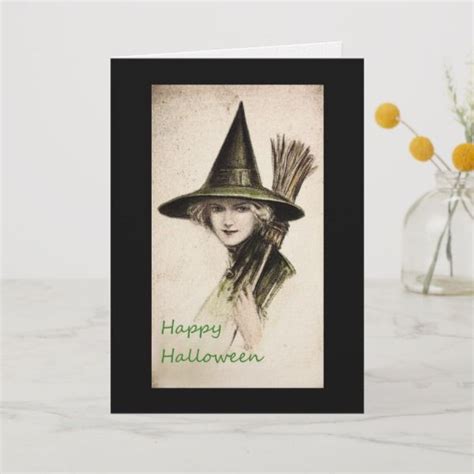 Vintage Witch Happy Halloween Greeting Card Zazzle Halloween