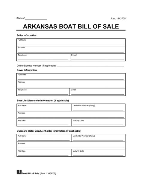 Free Arkansas Boat Bill Of Sale Template Pdf And Word