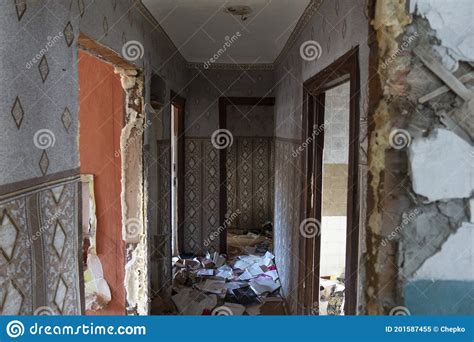 Ruined House Rooms Inside Abandoned Dwelling Stock Image Image Of