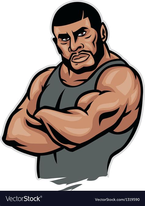 Muscular Fighter Crossed Arm Royalty Free Vector Image