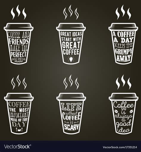 Coffee Quotes And Sayings Typography Set Vector Image