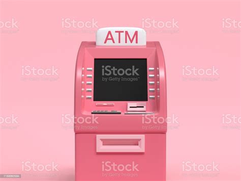 Pink Atm Machine Business Technology Concept 3d Render Abstract Cartoon