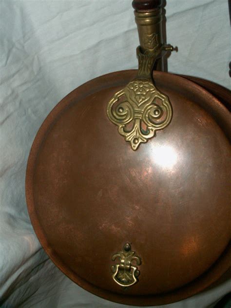 Antiquevintage Large Copper Bed Warmer With Brass Hardware And Two Piece