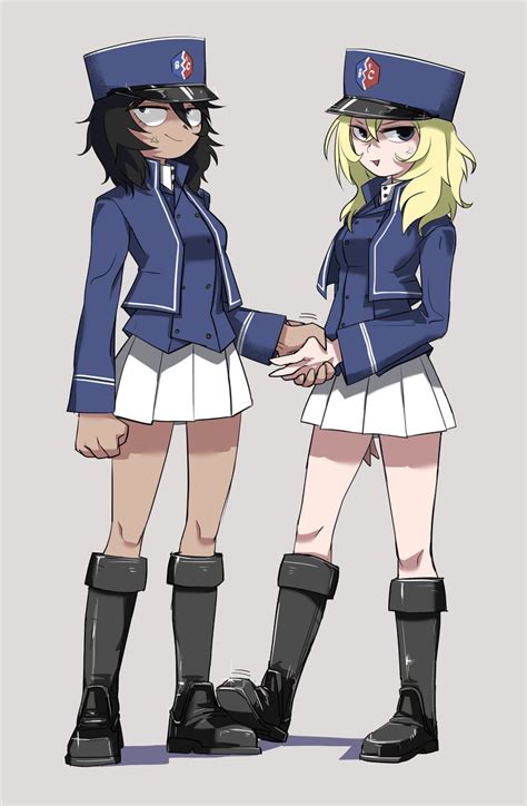Andou And Oshida Girls Und Panzer Drawn By Tirarizun Danbooru