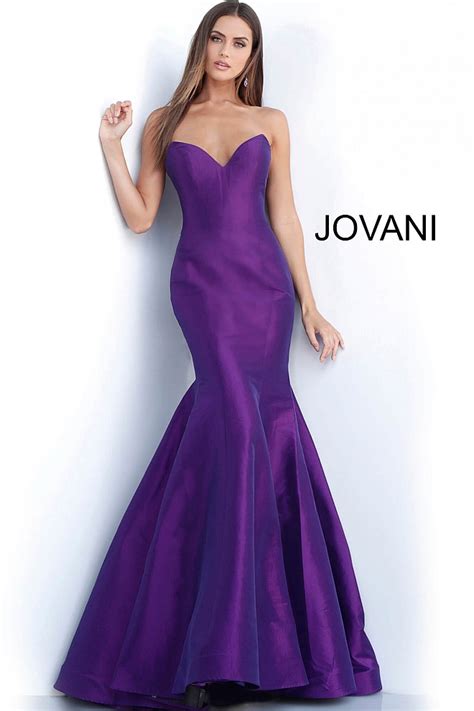 Jovani Purple Strapless Sweetheart Classic Mermaid Prom Dress