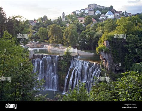 Jajce Bosnia And Herzegovina Pliva River Waterfall Stock Photo