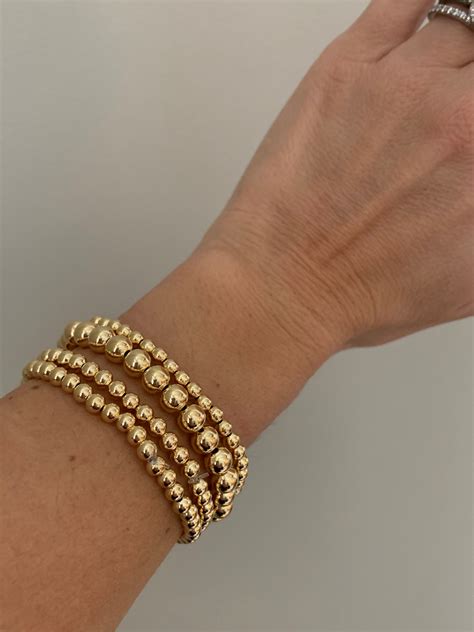 6mm 14kt Gold Filled Bracelet Gold Beaded Bracelet 14kt Etsy