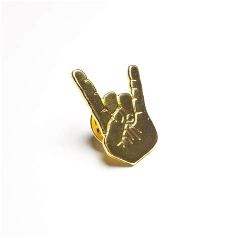 Rock On Pin Gold Etsy