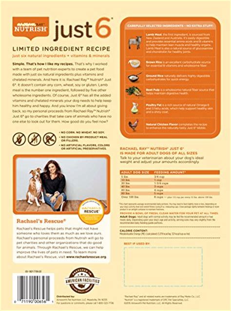 In addition, egg products and healthy vegetables add additional protein, fiber and nutrients. Rachael Ray Nutrish Just 6 Natural Dry Dog Food, Limited ...