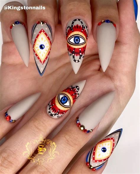 50 Stylish Evil Eye Nail Art Designs For Halloween In 2020 Evil Eye