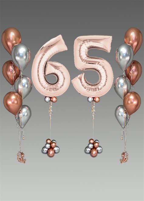 Deluxe Chrome Rose Gold 65th Birthday Number Balloon Set