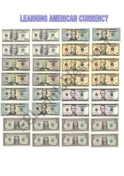 American Currency Worksheet Printable Money Worksheets To 10