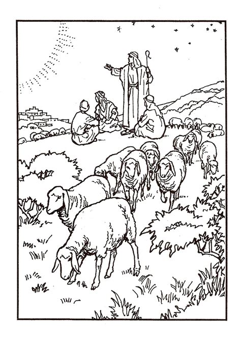 Shepherds Watching Their Flocks Bible Coloring Pages Christmas