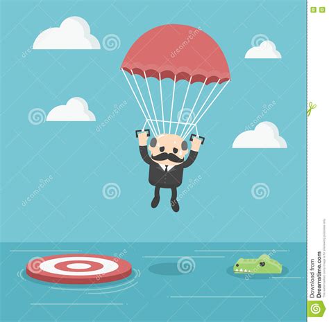 Businessman With Parachute Stock Vector Illustration Of Character