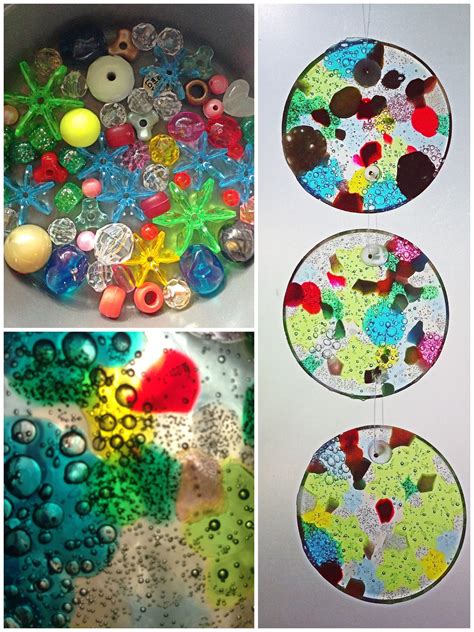 Melted Plastic Bead Suncatchers 1 Layer Of Plastic Beads In Cake Pan A