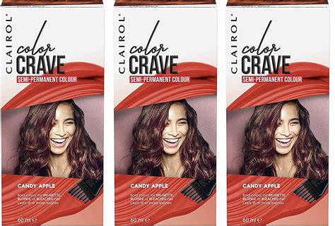 Clairol Colour Crave Semi Permanent Hair Dye Candy Apple 60ml 3 Pack