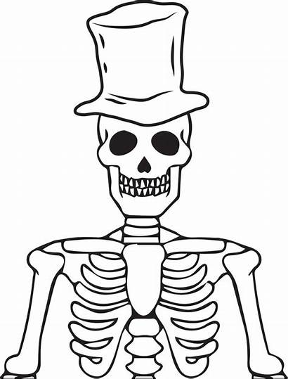 Skeleton Coloring Halloween Printable Hat Wearing