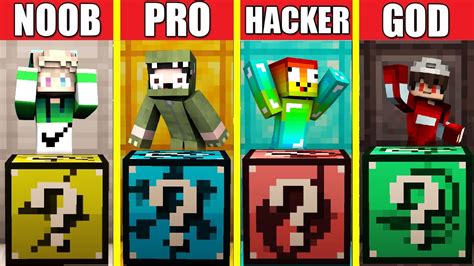 Mini Game Noob Vs Pro Vs Hacker Vs God Lucky Block Bedwars Noob