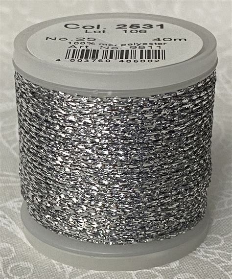 Madeira Metallic No25 Hand Embroidery Thread 40m Colour 2531 Silver
