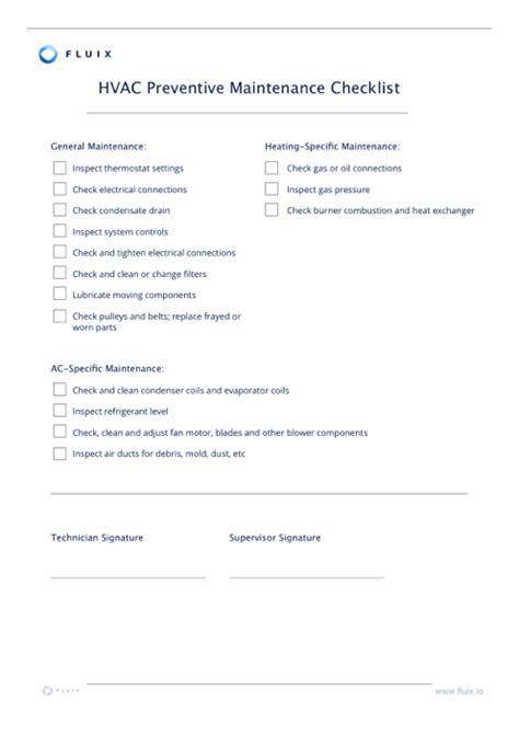 Hvac Preventative Maintenance Checklist Hvac Maintenance Inspection
