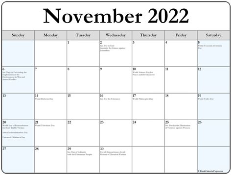 Best November 2022 Calendar With Holidays References Blank November