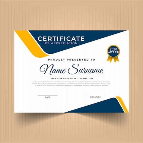 Premium Vector Modern Certificate Of Appreciation Award Template