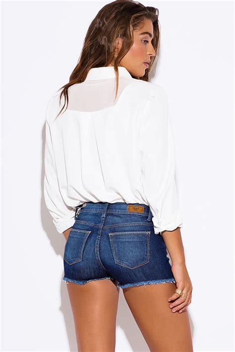 Shop Hart Blue Denim Distressed Cut Off Mid Rise Jean Shorts