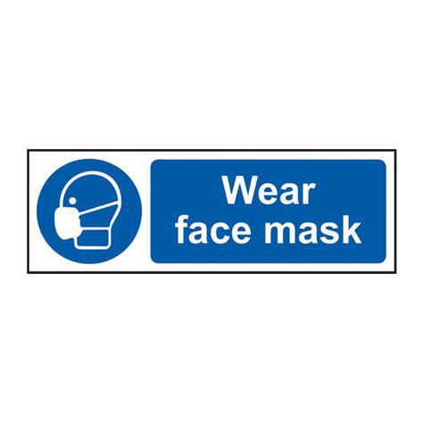 Wear Face Mask Sign Self Adhesive Vinyl 300mm X 100mm Rsis