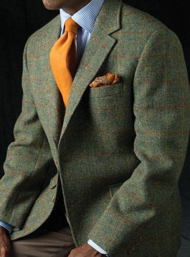 Harris Tweed Windowpane Jacket In Green And Orange Mens Outfits Menswear