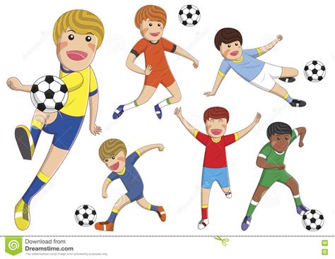 Stock Vector Boys Cartoon Playing Football On Isolated Stock Vector