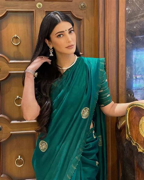 steal shruti haasan s emerald green saree look for a special occasion fashion blogs fashion