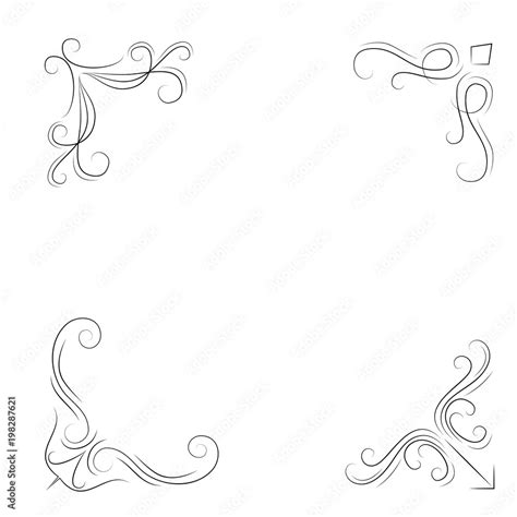 Swirls Border Filigree Corners Vintage Frames Corner Set Decorations