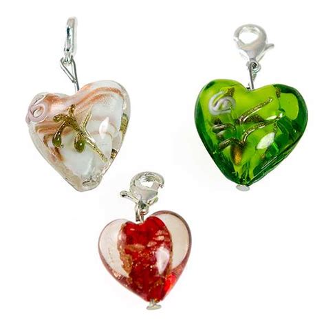 Rancho Trading Company Ch24 Blown Glass Heart Charm 5 Colors