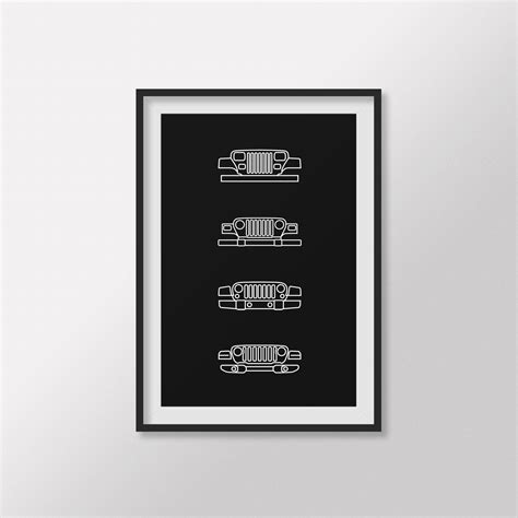 Jeep Wrangler Poster Print Wall Art Of The History And Evolution Of The