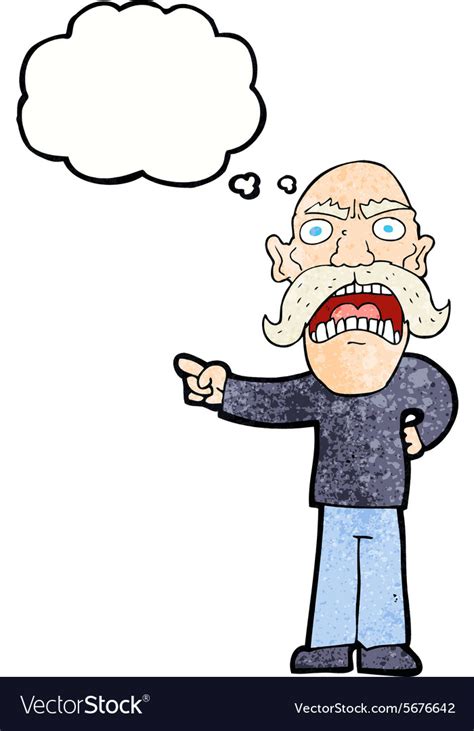 Cartoon Angry Old Man With Thought Bubble Vector Image
