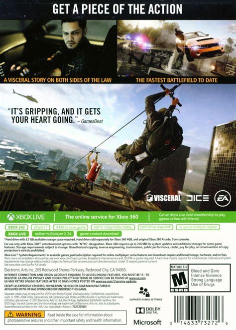 Battlefield Hardline 2015 Xbox 360 Box Cover Art Mobygames
