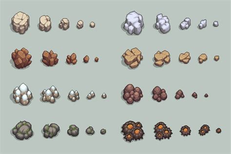 Free Rocks And Stones Top Down Pixel Art CraftPix Net